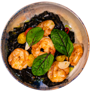 tagliatelle nero z krewetkami